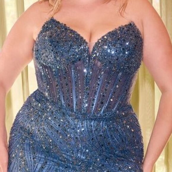 NEW LONG OFF THE SHOULDER SLEEVELESS FORMAL DRESS EMBROIDERED WITH BEADS CD0214C - Picture 9 of 10